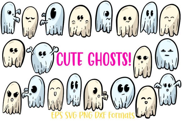 20 Ghost Halloween Cute Cartoon Stickers: Your Essential Design Asset