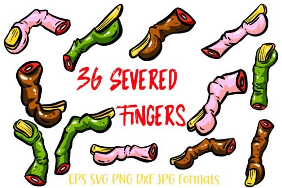 36 Severed Fingers Halloween Zombie SVG: Freaky Design Assets