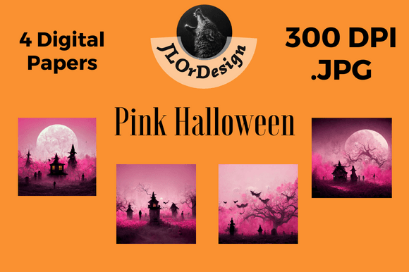 4 Pink Halloween Digital Papers: A Stylish Twist on Spooky Season