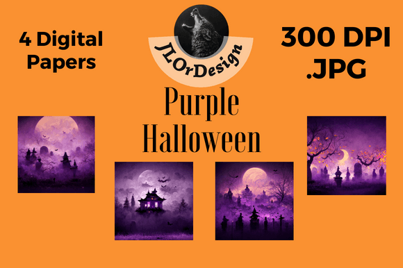 4 Purple Halloween Digital Papers: Elevating Your Spooky Aesthetic
