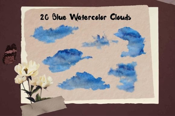 Blue Watercolor Cloud Collection: A Designer's Dream Asset