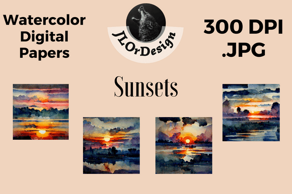 Capturing Golden Hour: Elevate Your Projects with Watercolor Sunset View Digital Papers
