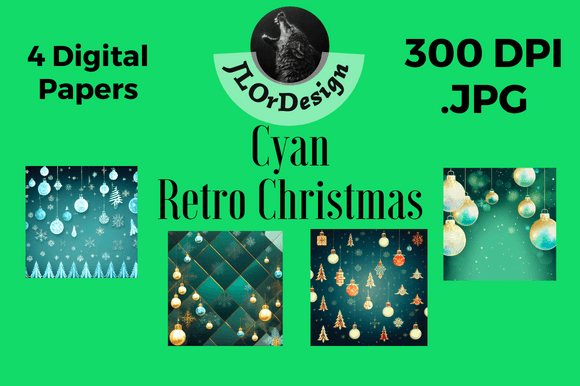 Cyan Retro Christmas Digital Papers: A Fresh Take on Holiday Design