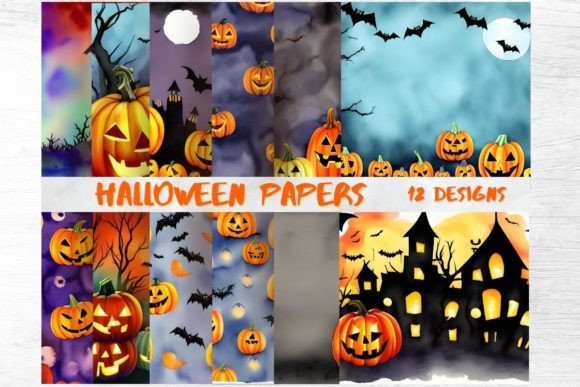Halloween Papers, Pumpkins & Spooky Watercolor Vibes