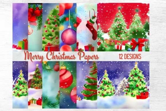 Merry Christmas Watercolor Backgrounds: A Festive Design Asset