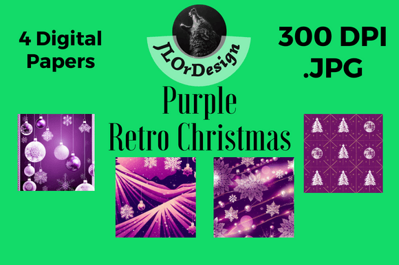 Purple Retro Christmas Digital Papers: Vintage Charm for Modern Designs