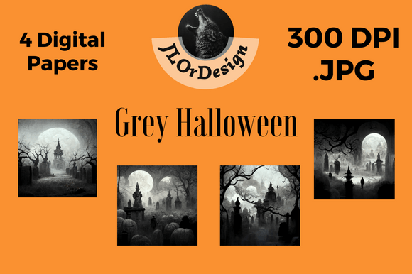 Unleashing Spooky Elegance: 4 Grey Halloween Digital Papers