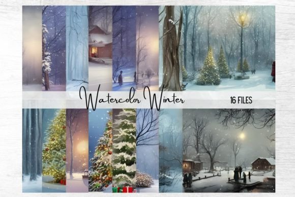 Winter Watercolor Backgrounds: Versatile Design Assets for Seasonal Projects
